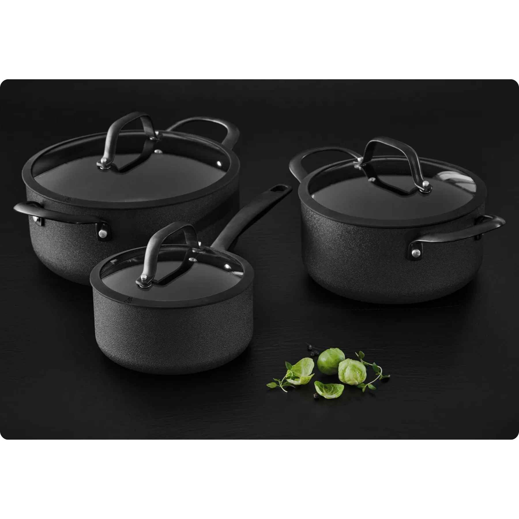 Morsø Black Fossil Grydesæt m/låg 6 dele Black